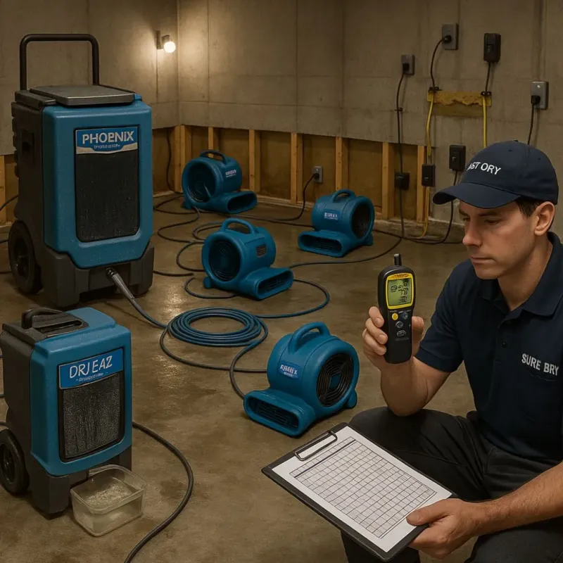 Structural Drying and Dehumidification process in Sunland, CA